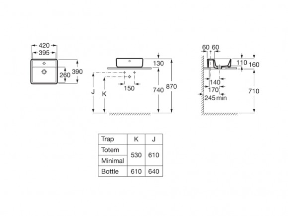 Умывальник накладной Roca The Gap Square 42х39 3270MM000