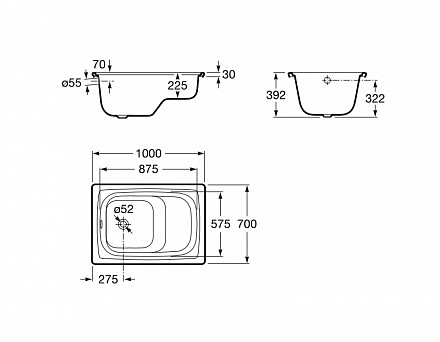 Ванна стальная 100х70 Roca Contesa 213100001