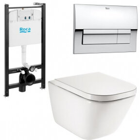 Комплект GAP 893104100 подвесной унитаз безободковый , с крышкой-сиденьем микролифт, инсталляция и кнопкой смыва