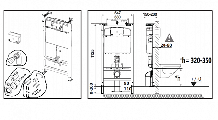 Комплект GAP 893104100 подвесной унитаз безободковый , с крышкой-сиденьем микролифт, инсталляция и кнопкой смыва