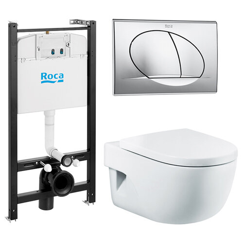 Комплект Roca Pack Meridian Compact 893104110 инсталляция,кнопка ,унитаз, сиденье