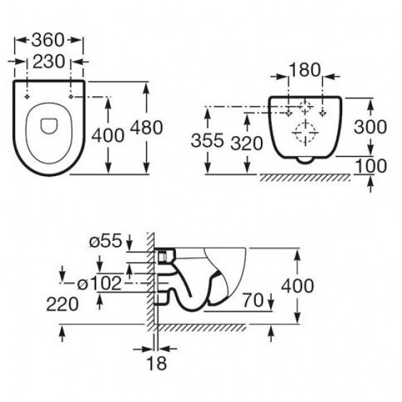 Комплект Roca Pack Meridian Compact 893104110 инсталляция,кнопка ,унитаз, сиденье