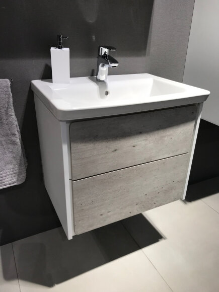 Тумба под раковину 70 см Roca Ronda ZRU9303003, бетон/белый глянец