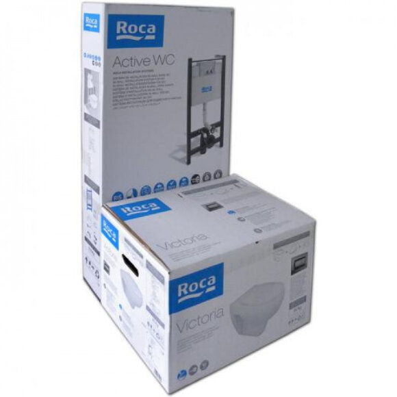 Комплект Roca Pack Victoria 893100000 подвесной унитаз с крышкой-сиденьем микролифт, инсталляцией и кнопкой смыва