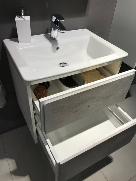 Тумба под раковину 60 см Roca Ronda ZRU9303002, бетон/белый глянец