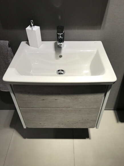 Тумба под раковину 60 см Roca Ronda ZRU9303002, бетон/белый глянец