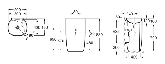 Напольная раковина Beyond 50х45х88 см, fineceramic