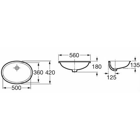 Умывальник встраиваемый снизу Roca Berna 56х42 327871001