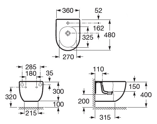 Биде подвесное Roca Meridian 357246000 Compacto