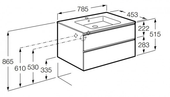 Тумба под раковину 80 см Roca Gap, белый глянец 857399806