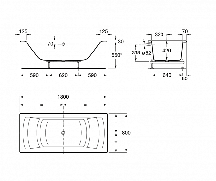 Ванна акриловая 180x80 Roca Hall 248163000