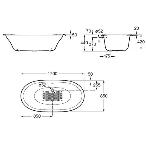 Ванна чугунная Newcast 170x85 233650007