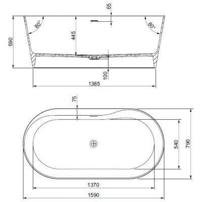 КАМЕННАЯ ОТДЕЛЬНОСТОЯЩАЯ ВАННА ROCA RAINA 159X79 A248466000