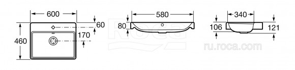 Умывальник мебельный Roca Ona Stonex 60x46 ZRU9307561