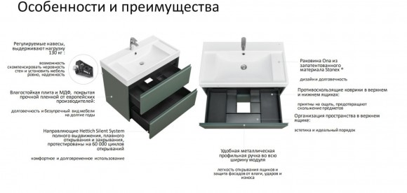 Тумба под раковину 80 см Roca Ona, белый матовый 857630509