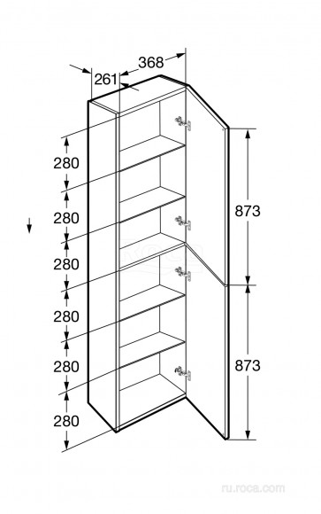 Шкаф-пенал 40x30 Roca Ona универсальный, белый матовый 857635509
