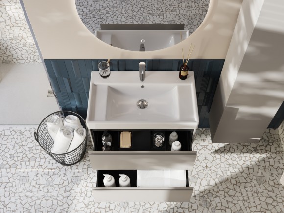 Тумба под раковину 80 см Roca Ona, бежево-серый матовый 857630510