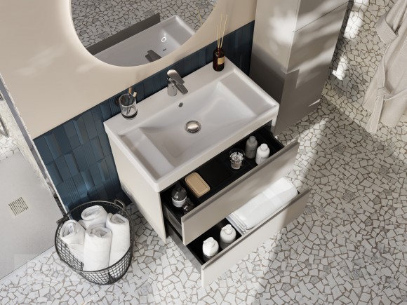 Тумба под раковину 80 см Roca Ona, бежево-серый матовый 857630510