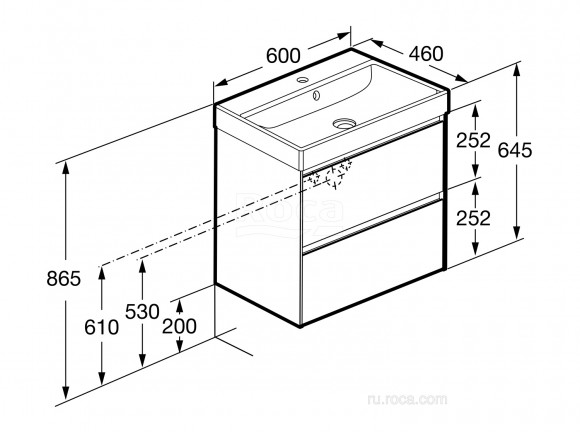 Тумба под раковину 60 см Roca Ona, бежево-серый матовый 857613510