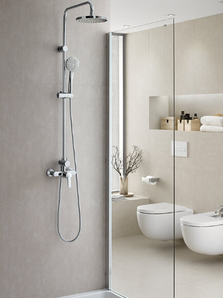 Душевая система без излива Victoria-T 5A9725C00 однорычажное упр., 1 режим, верхний душ, с лейкой