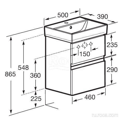 Тумба под раковину 50 см Roca Oleta, белый глянец 857638806