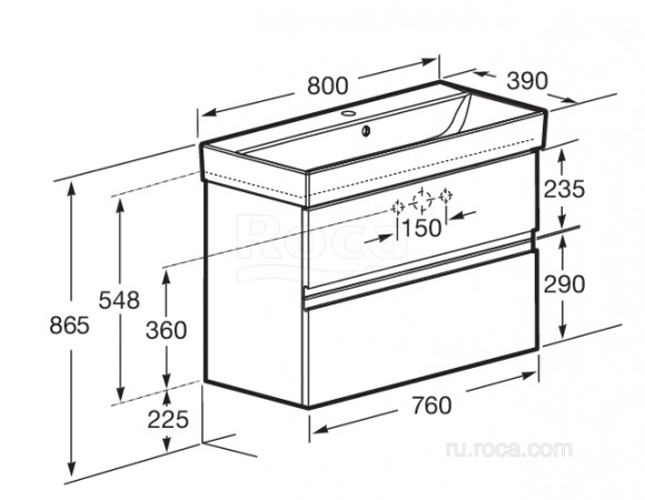 Тумба под раковину 80 см Roca Oleta, белый глянец 857640806
