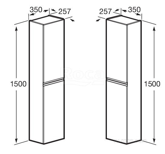 Шкаф-пенал 35x25 Roca Oleta универсальный, белый глянцевый 857650806