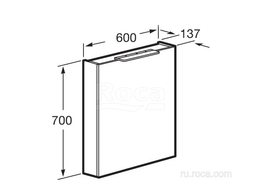 Зеркальный-шкаф 60 см Roca Oleta правый, с подсветкой 857646806