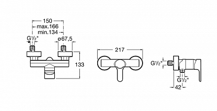 Настенный смеситель без излива L20 однорычажное упр., 1 функция, без лейки